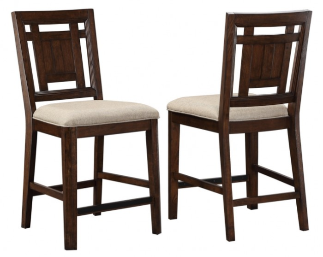 Winners Only® Kentwood 2-Piece Dark Brown/Beige Cushion Bar Stool Set-0