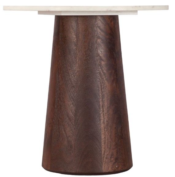 Home Trends & Design Serene White Side Table with Espresso Base-1
