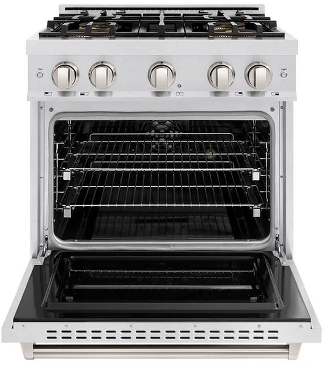 ZLINE 30" 4.2 cu. ft. Dual Fuel Range with 4 Burner DuoPro™ Cooktop and Electric Convection Oven in Satin Stainless Steel-1