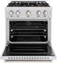 ZLINE 30" 4.2 cu. ft. Dual Fuel Range with 4 Burner DuoPro™ Cooktop and Electric Convection Oven in Satin Stainless Steel-1