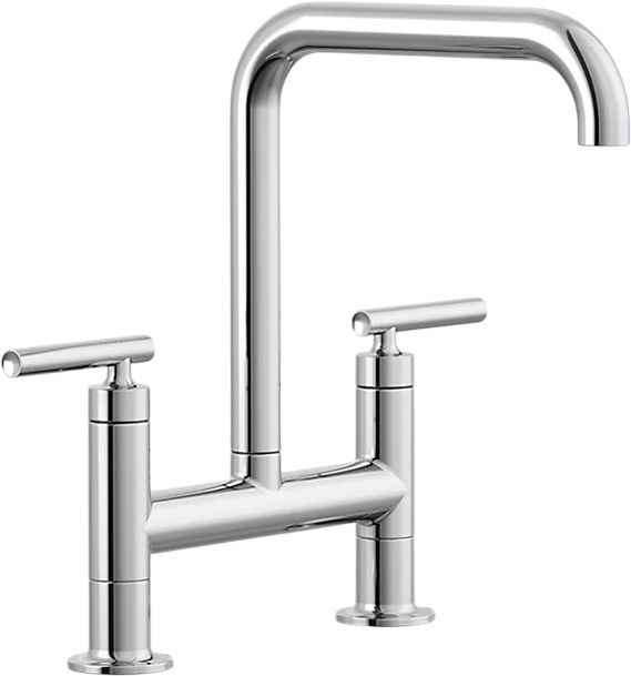 KOHLER® Purist® Polished Chrome 2-Hole Bridge Kitchen Sink Faucet-0