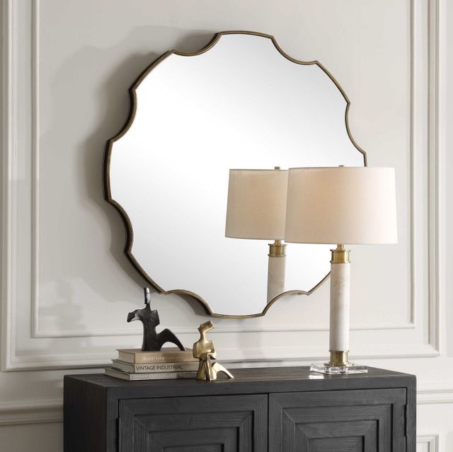 Uttermost® Gearing Up Antiqued Golden Bronze Mirror-2