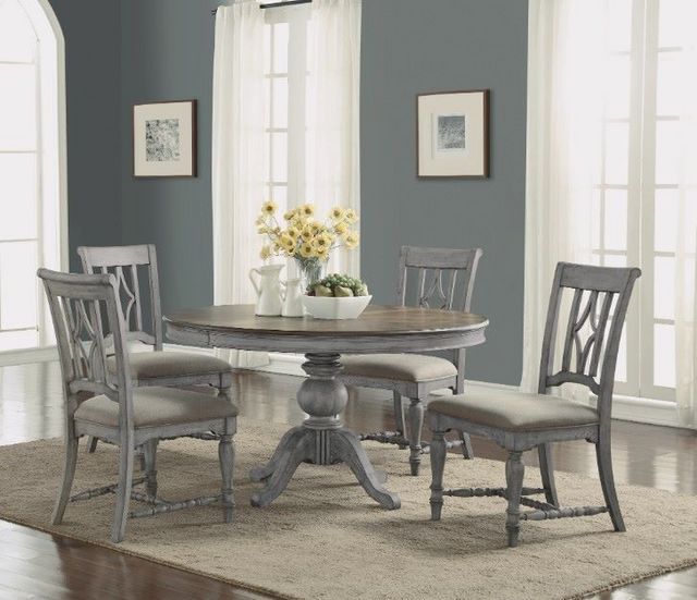 Flexsteel® Plymouth® 2-Piece Distressed Graywash Upholstered Dining Chair Set-5