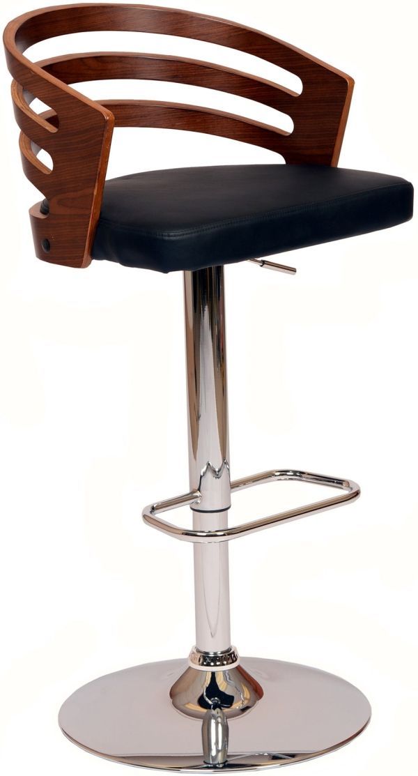 Armen Living Adele Black/Chrome/Walnut Swivel Bar Stool-0