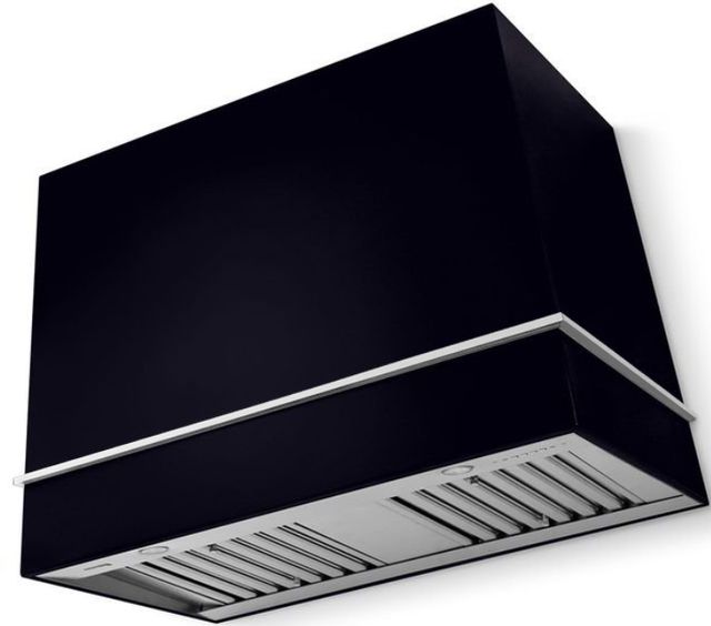La Cornue CornuFé Loge 44" Matte Black Wall Mounted Range Hood with Polished Chrome Trim-0