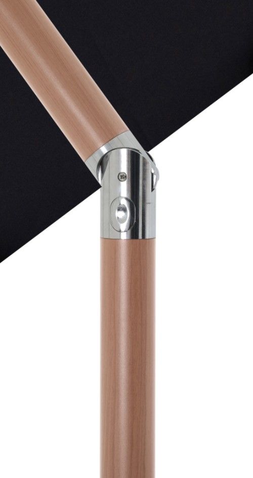 Meridian Furniture Fiji Black/Teak Aluminum Outdoor Patio Umbrella and Round Base-4