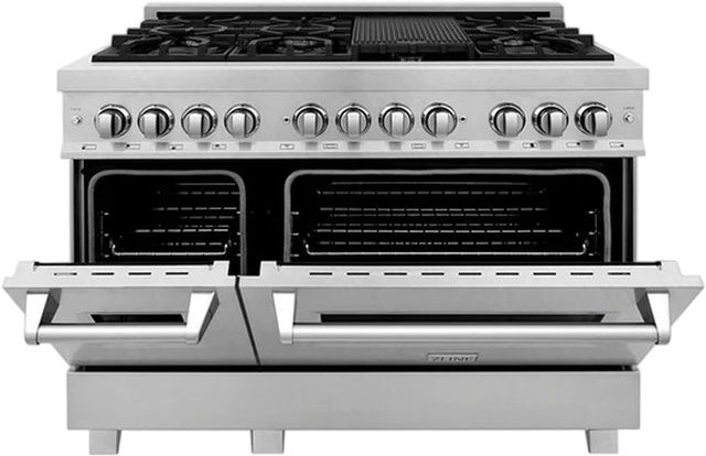 ZLINE 48" Satin Stainless Steel Pro Style Dual Fuel Range-3