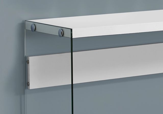 Monarch Specialties Inc. Glossy White 44"L Console Table with Tempered Glass Frame -2