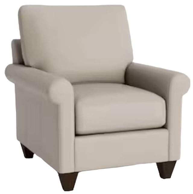 Bassett® Furniture Customizable Benchmade Premier Leather Roll Arm Accent Chair-0
