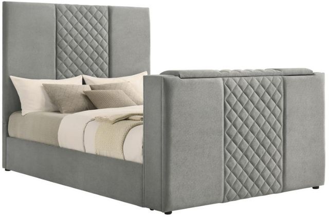 Coaster® Tara Gray Queen Upholstered Sleigh Bed-1