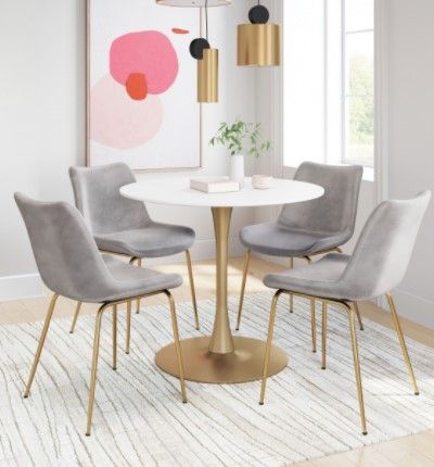 Zuo® Modern Tony Gray/Gold Dining Chair-2