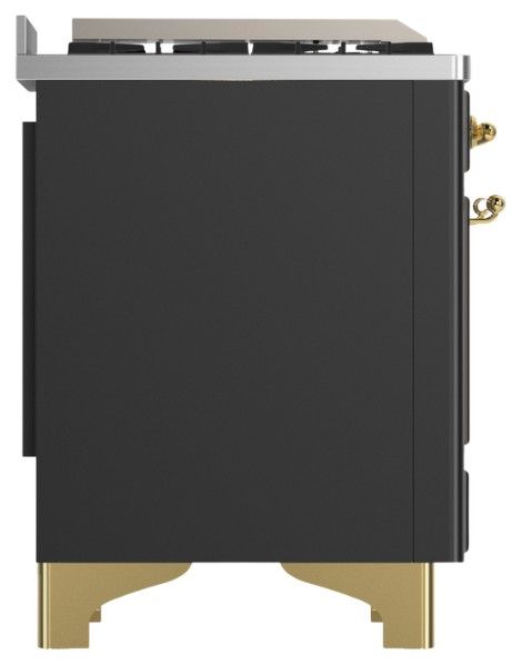 Ilve® Majestic III 60" Graphite Matte Pro Style Dual Fuel Natural Gas Range with Solid Door and Brass Trim-3