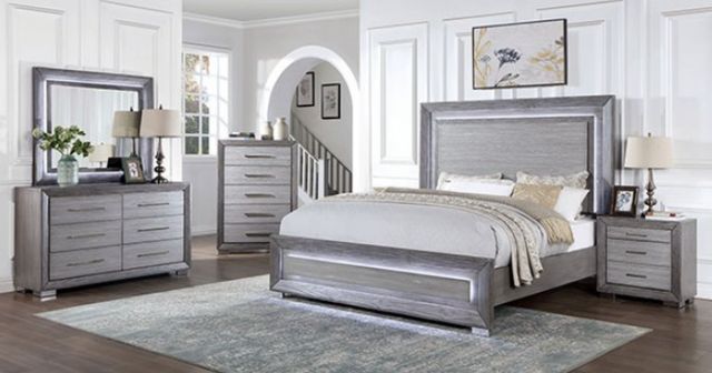 Furniture of America® Raiden 4-Piece Gray Queen Bedroom Set-0