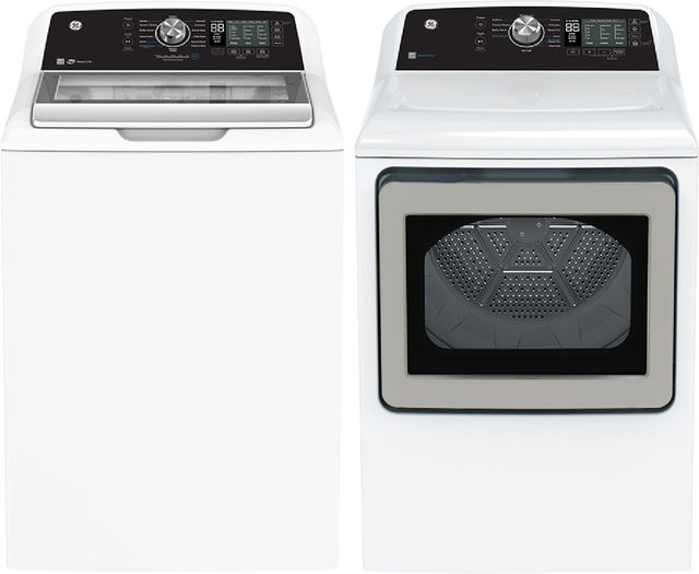 GE® White Top Load Washer & Electric Dryer Laundry Pair-0