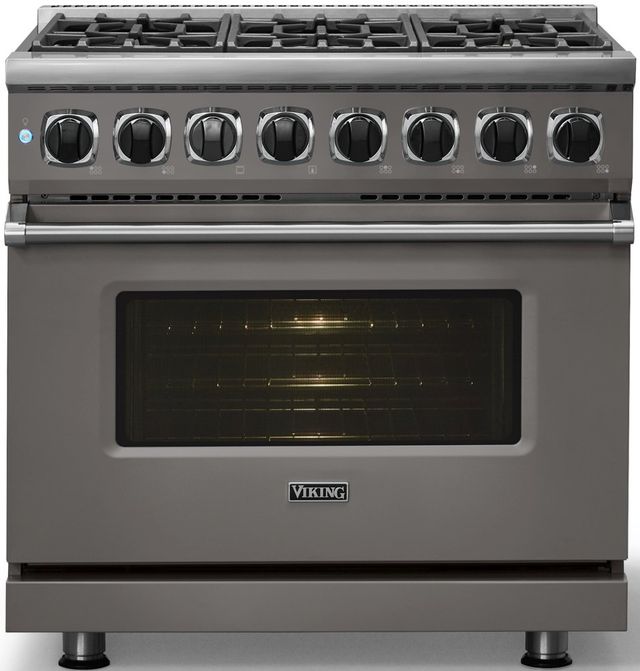 Viking® 7 Series 36" Damascus Gray Pro Style Dual Fuel Range-2