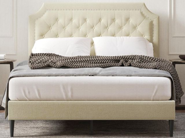 American Wholesale Furniture Hanfield Beige Queen Upholstered Bed-0