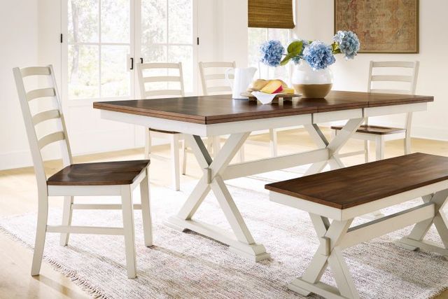 Signature Design by Ashley® Jendanton Brown Top Dining Table with Antique White Base-1