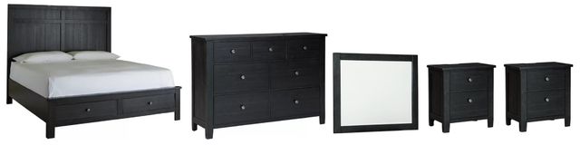 Signature Design by Ashley® Noorbrook 5-Piece Black California King Storage Panel Bed Set-0
