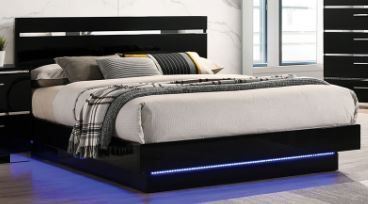 Furniture of America® Erlach Black and Chrome California King Bed-0