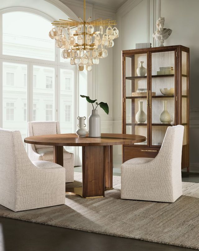Hooker® Furniture Eleana Light Caramel Round Dining Table with Sunlit Bronze Base-1