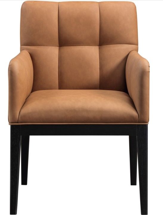 Meridian Furniture Adrian Cognac/Black Leather Upholstered Dining Arm Chair-1