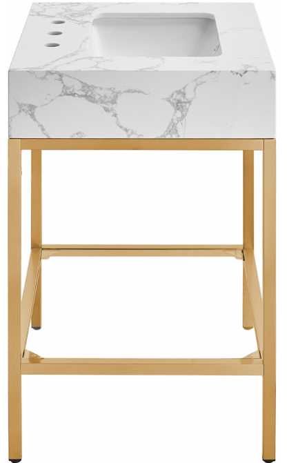 Meridian Furniture Marmo White/Brushed Brass 24" Bathroom Vanity-2