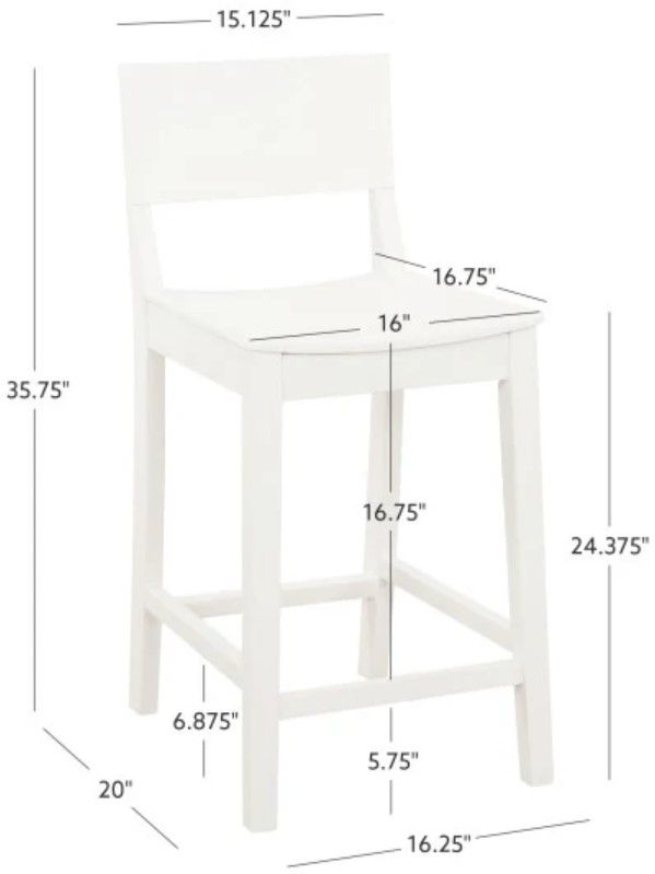 Linon Kentucky 2-Piece White Counter Stool Set-2