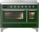 Ilve® Majestic III 48" Emerald Green Pro Style Induction Range with Triple Glass Door and Chrome Trim-0