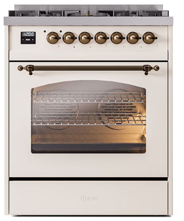 Ilve® Nostalgie II Series 30" Antique White Pro Style Dual Fuel Range-1