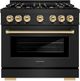 ZLINE Select Autograph Edition 36" Black Stainless Steel Pro Style Dual Fuel Range with Polished Gold Accents-0