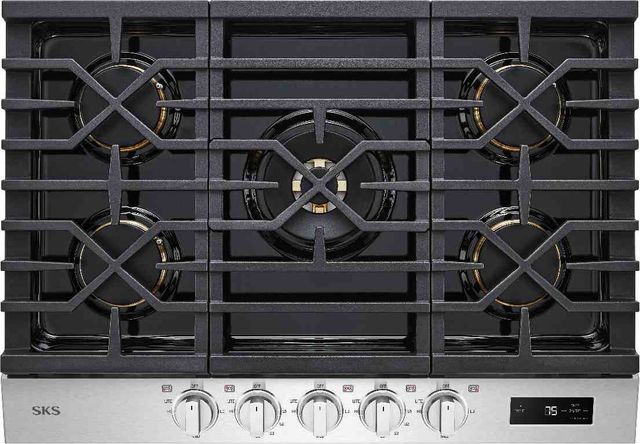 SKS 30" Stainless Steel Natural Gas Cooktop with Black Porcelain Coated Burner Pan-0