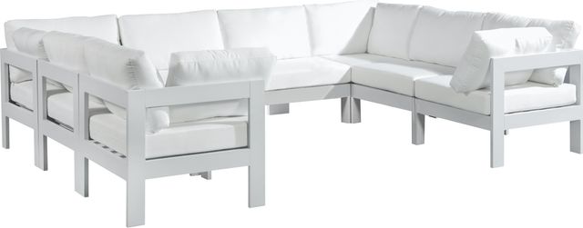 Meridian Furniture Nizuc 8-Piece White Outdoor Patio Modular Sectional Set-0