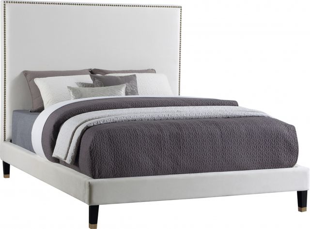 Meridian Furniture Harlie Cream Queen Upholstered Panel Bed-0