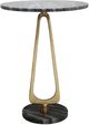 A & B Home Cintra Black and White Marble Tabletop Side Table with Gold Legs-2