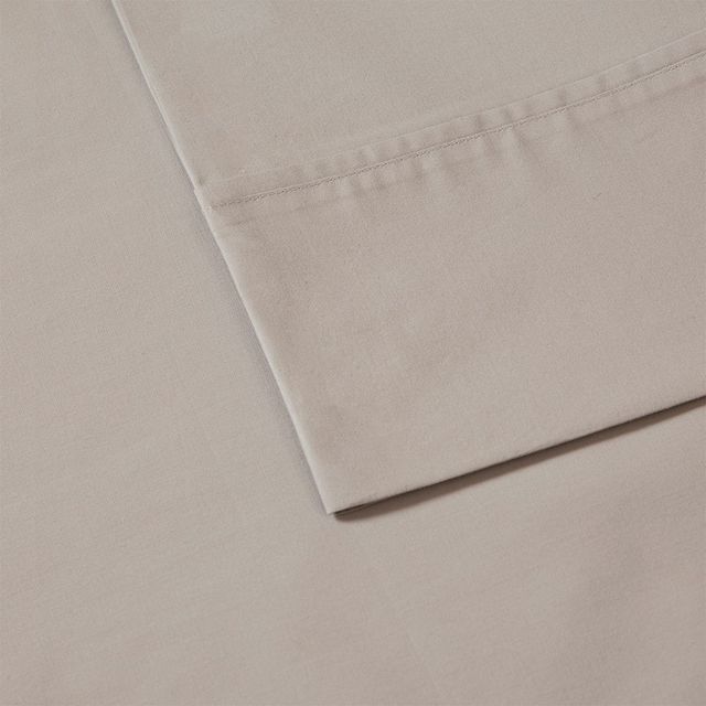 Olliix by Madison Park Khaki Queen Peached Percale Cotton Sheet Set-1