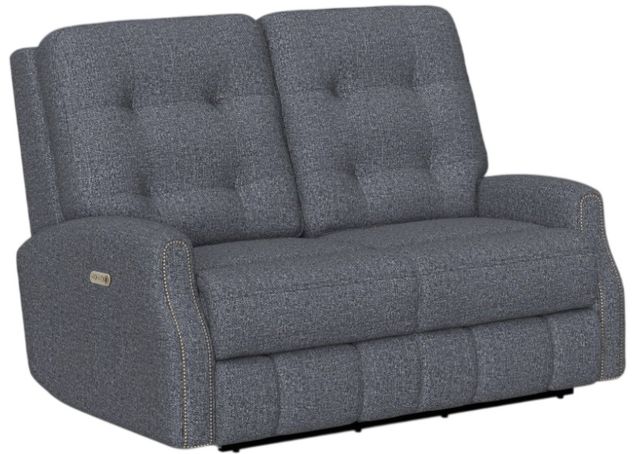 Flexsteel® Customizable Devon Fabric Power Reclining Loveseat with Power Headrests-2