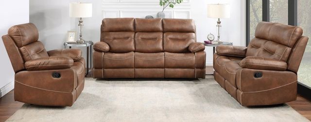 American Wholesale Furniture Palomino Brown Manual Reclining Sofa-1