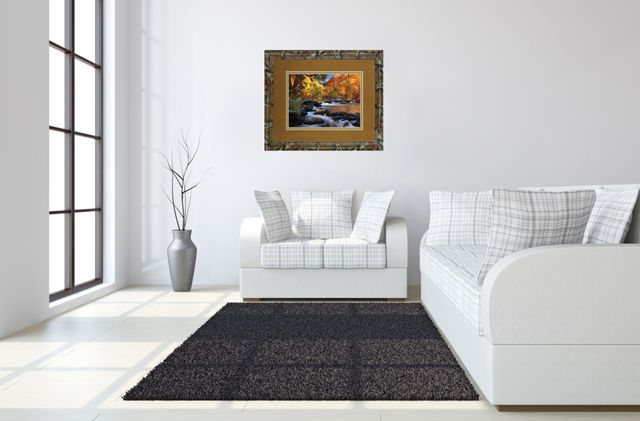 Classy Art “River Of Gold” By Mike Jones Gold 34 in. x 40 in. Framed Print Wall Art-3