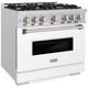 ZLINE Classic Series 36" Stainless Steel Pro Style Dual Fuel Range with White Matte Door-2