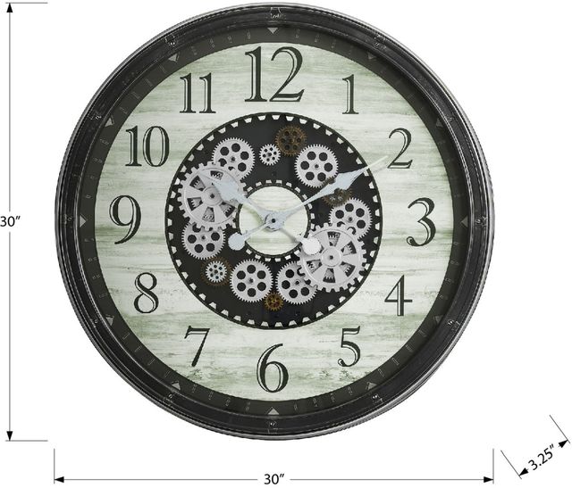 Monarch Specialties Inc. Brown 30" Gear Mechanism Wall Clock-3