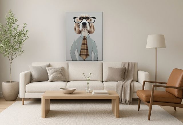 Classy Living Contemplative Professor Beagle Chic Wall Art-1