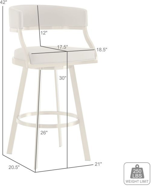 Armen Living Saturn Gold/White Swivel Bar Stool-2