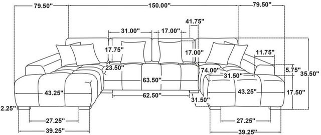 Coaster® Cannella 3-Piece Beige U-Shaped Sectional Sofa-2