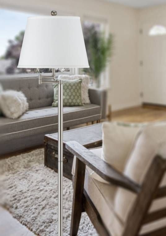 Cal® Lighting & Accessories Andros Brushed Steel Swing Arm Floor Lamp-2
