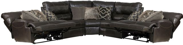 Catnapper® Como 5-Piece Chocolate Curved Power Reclining Sectional-1