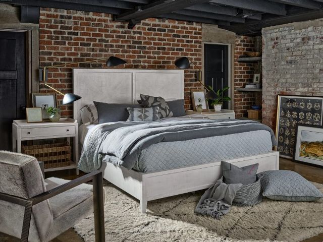 Universal Explore Home™ Modern Farmhouse Ames Rustic Oak King Panel Bed-1