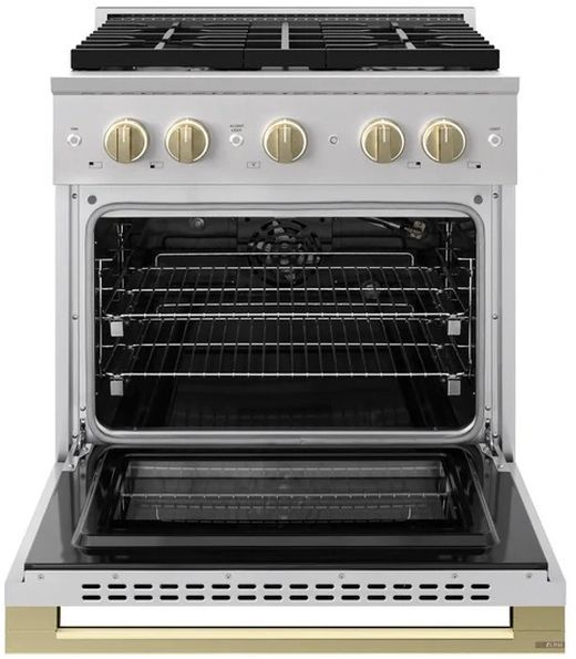 ZLINE Marino 30" Stainless Steel Pro Style Gas Range with Champagne Bronze Accents-1