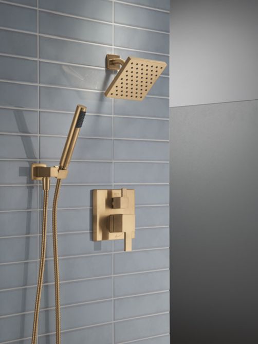 Delta Modern 14S Champagne Bronze Shower Trim with Fixed Head and Hand Shower-3