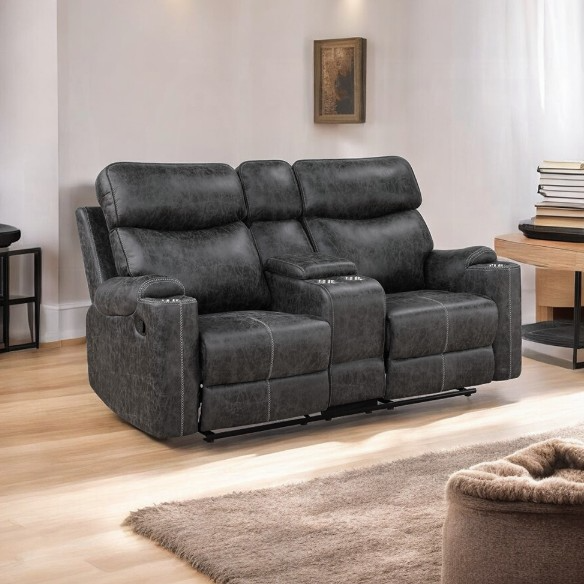Acme Furniture Hirah Reclining Console Loveseat - Thumbnail 2