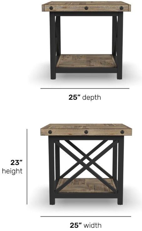 Flexsteel® Carpenter Light Brown Lamp Table with Black Metal Frames-2